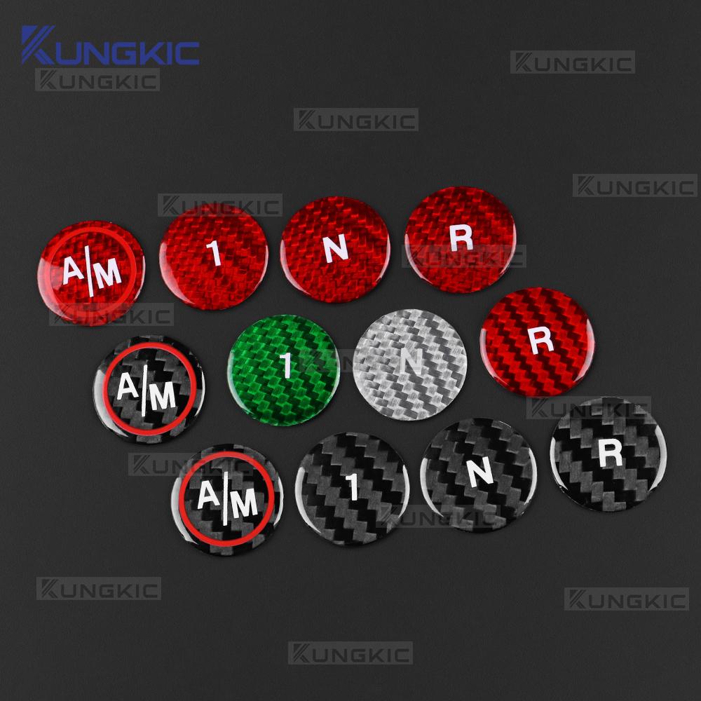 Tricolor Dry Carbon Fiber Sticker For Abarth 595 695 2012-2017 2018 2019 2020 2025 2025 2025 2025 Automatic Gear Shift Button