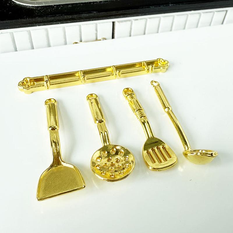 1Set 1:12 Dollhouse Miniature Spatula Slotted Spoon Kitchen Model Decor Toy Doll House Accessories