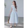 VICTORIA&VERA Lyocell Embroidered Flutter Sleeve Dress with Belt