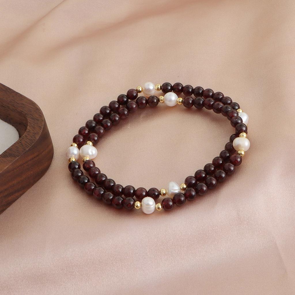 Natural Garnet Freshwater Pearl Bracelet Natural Stone Crystal Bracelet Design Bracelet Gift
