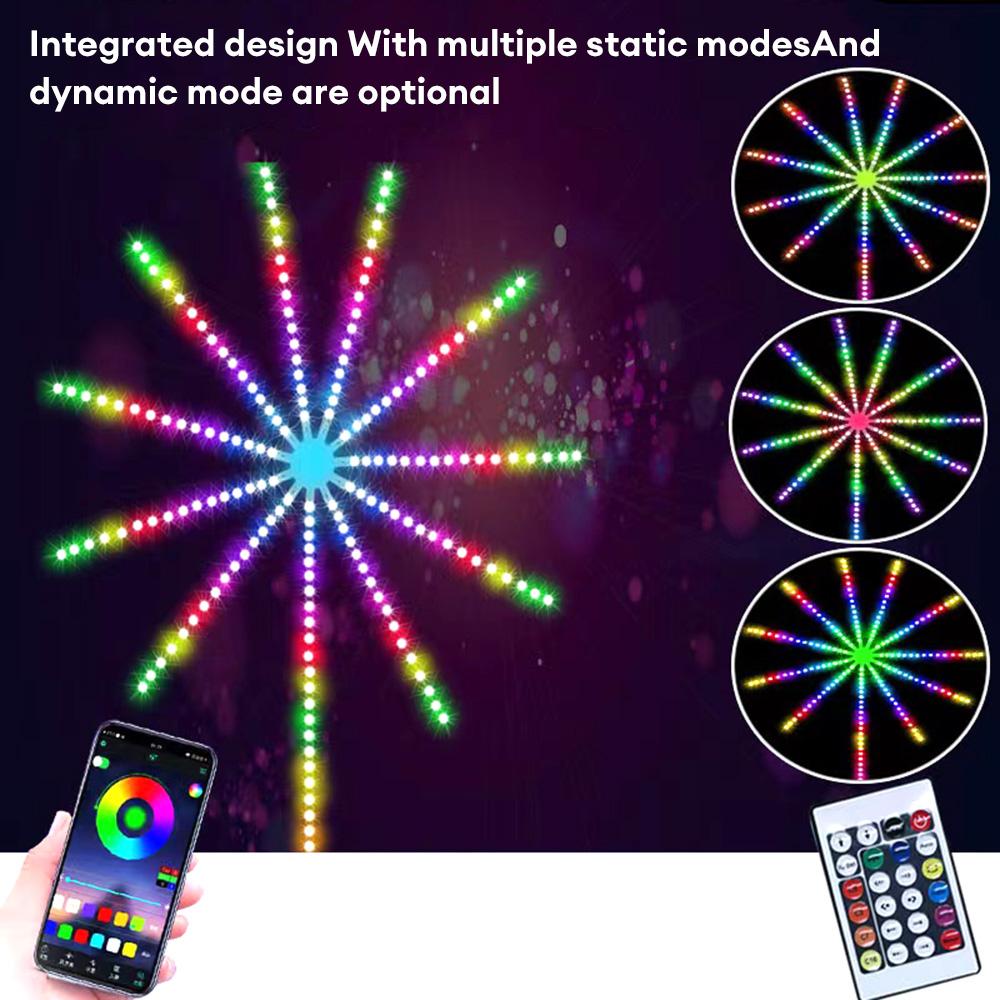 

RGB светодиодный фейерверк с дистанционным управлением Bluetooth гирлянда лампа музыкальное управление DIY настенная подсветка вечеринка бар декор фея 2025 рождественский свет