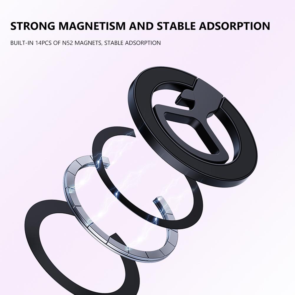 3-in-1 Magnetic Cell Phone Ring Holder Alloy Phone Grip Kickstand Finger Ring Holder Stand for iPhone 15 14 13 12 Pro Max Series
