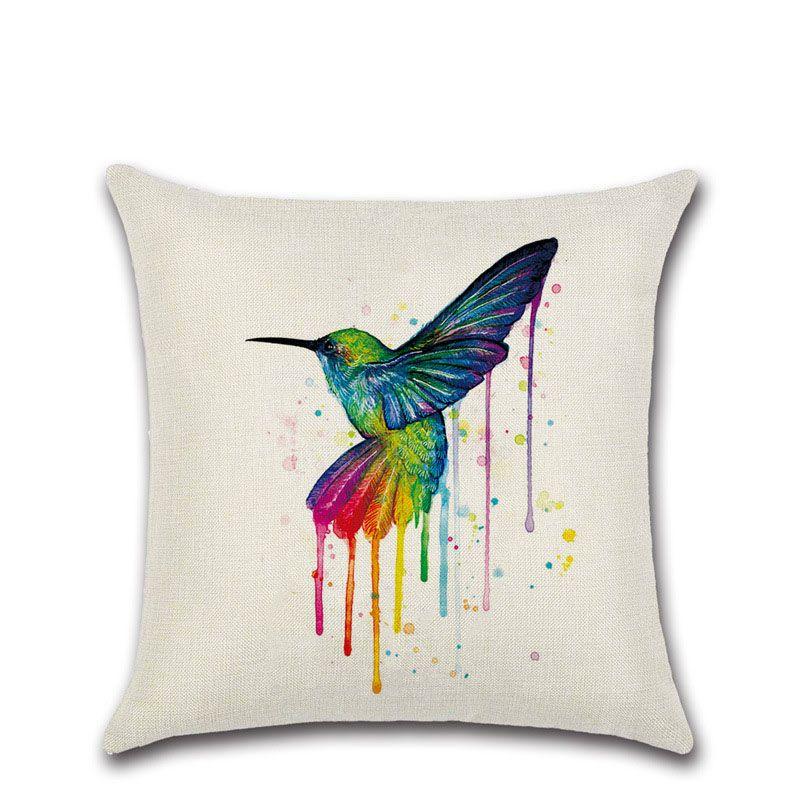 

Versatile Cotton Linen Cushion Cover Featuring Cartoon Rainbow Animals For Stylish Decoration Hummingbird