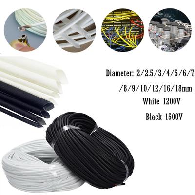 5Meters Fiberglass Tube 2- 18mm Silicone Resin Coated Insulated Soft Chemicals Glass Fiber Braided Sleeve High Temperature Pipe Wire Wrap