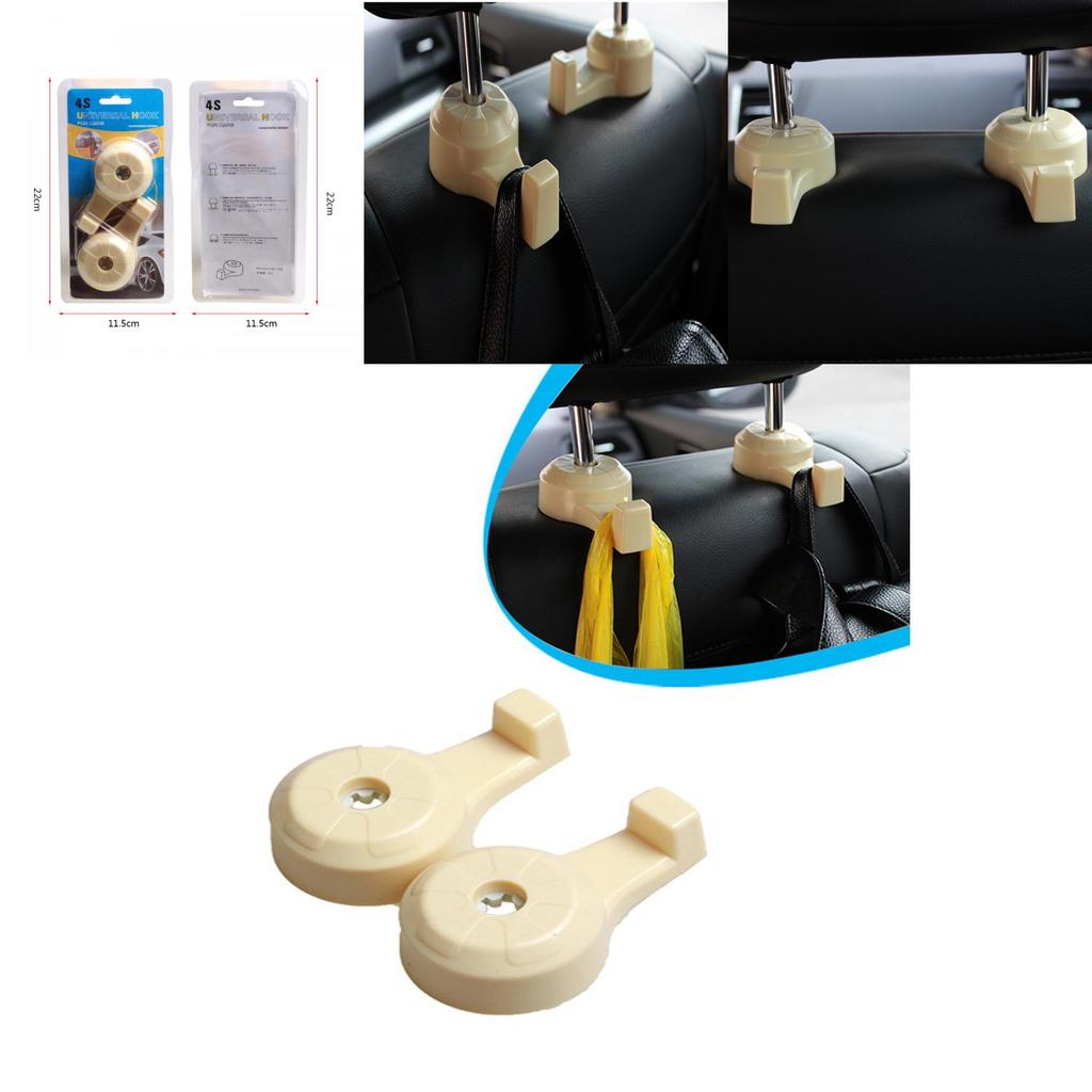 Elegant Beige Plastic Auto Car Seat Headrest Hook Multifunction Organizer For Storage