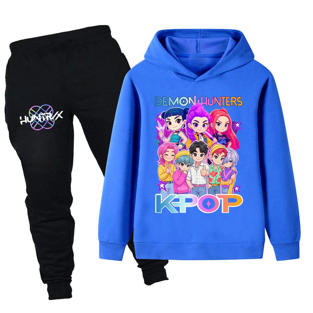 PB1201 Kinder Jungen Mädchen Kpop Mira Zoey Rumi Sajaboys Print Langarm Kapuzenpullover Hose Hosen Kleidung Sets