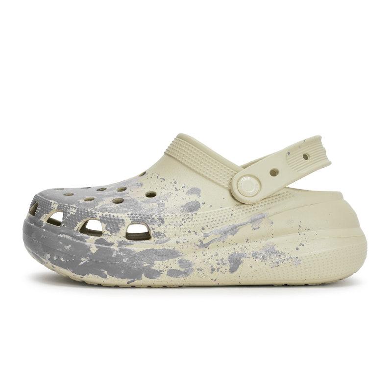 Crocs Crush Clog 811 Manufacture Ash Live Special Shoe Box High Street Ink Splash Hole Shoes Unisex Bone Silver Grey