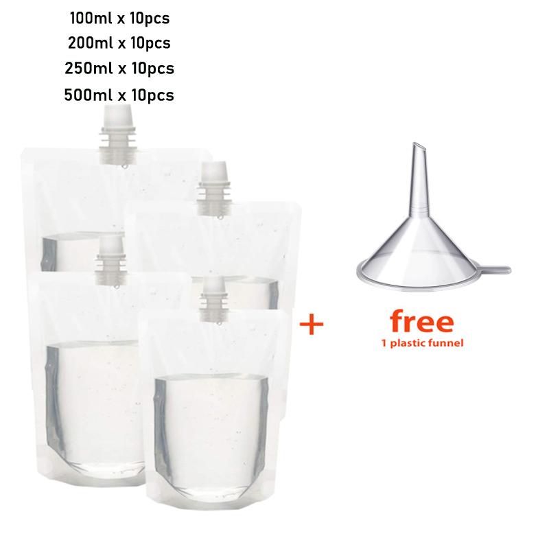 100ml-500ml Cestovní kapsičky na nápoje Průhledné plastové sáčky Uzavřené Skladování šťávy Nápoj Ledově vychlazený sáček Přenosný