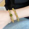 Elegant Green Beaded Gold Bracelet: Retro Chinese Style, Good Luck Charm, Fashionable High-End Jewelry