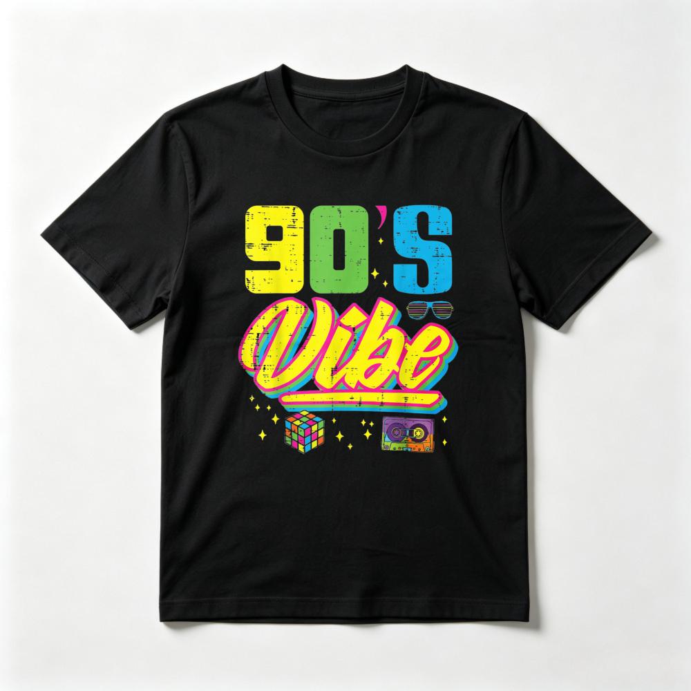 Retro Style 90s Vibe Tape Old School T-Shirt Fashion Loose Harajuku Casual Short Sleeve Tshirt Summer Hip Hop Tees