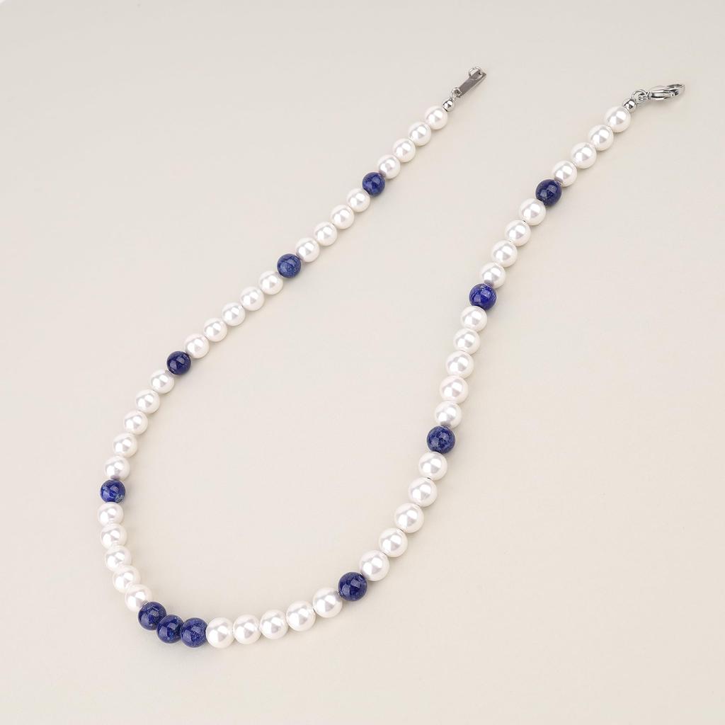GAVU Men's Lapis Lazuli and Shell Pearl Power Stone Necklace
