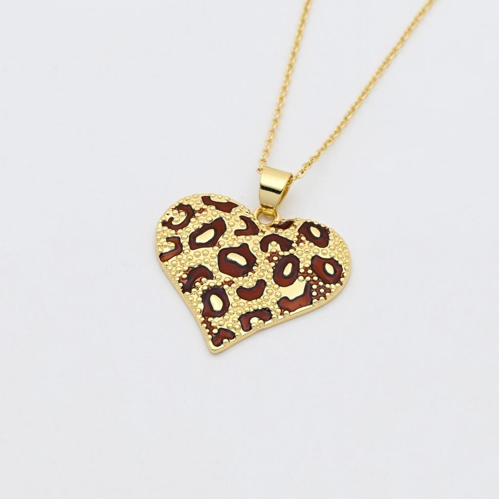 Collar con Colgante de Corazón de Esmalte de Cobre Bohemio para Mujer