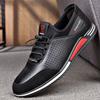 Sports and leisure shoes hollow cool leather shoes men's Korean version soft sole inner height increase men's shoes trendy white shoes men