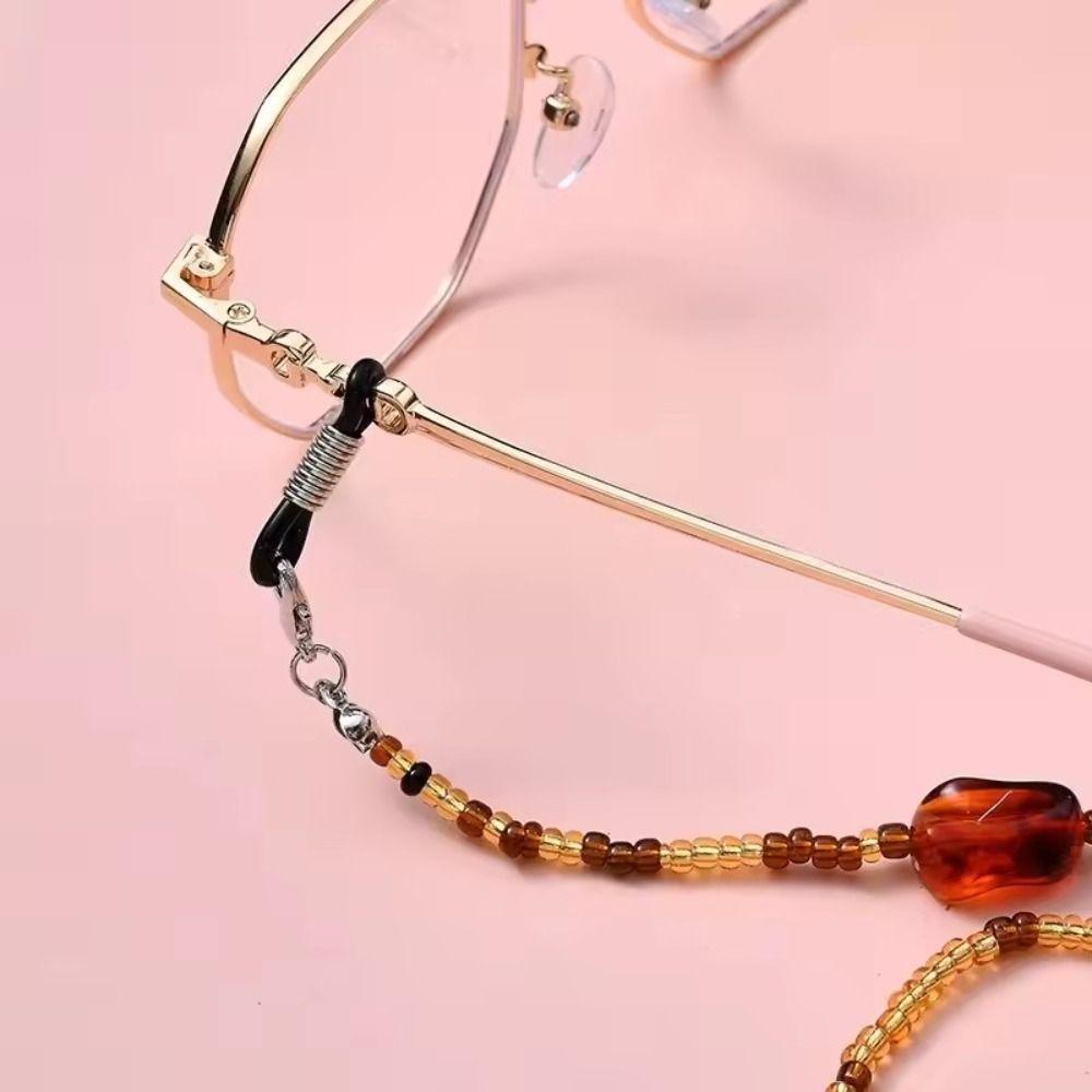 Anti Slip Anti Falling Eyeglass Mask Sunglasses Chains Retro Fashion Amber Glass Glasses Chain Anti-Lost Necklace Strap Rope