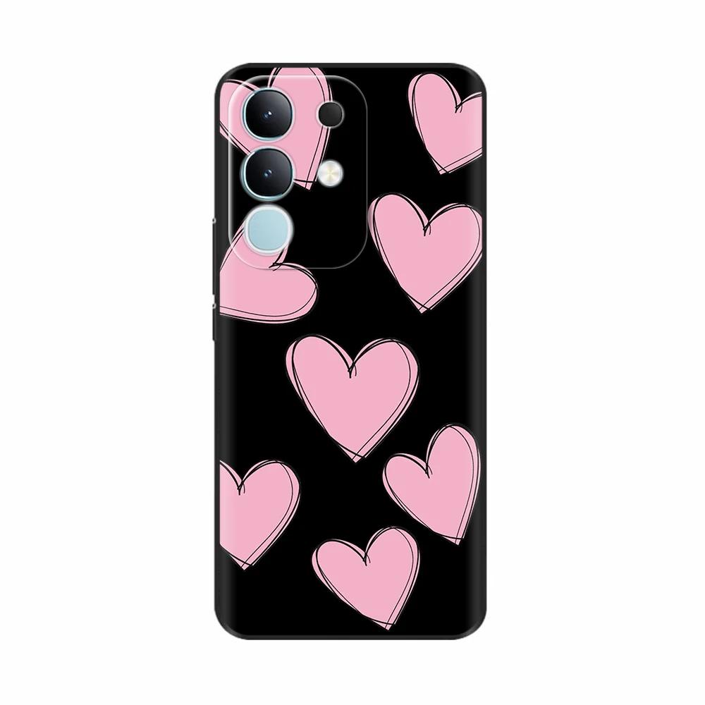 For Vivo Y29 4G Black Back Cover Fashion Flower Butterfly Painting Case Soft TPU Silicone Fundas For Vivo Y29 4G Protect Cover