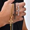 Casual Hollow Cross Necklaces for Men Boys,Waterproof Stainless Steel Cross Pendant Necklace,Religious Faith Prayer Zircon Gift