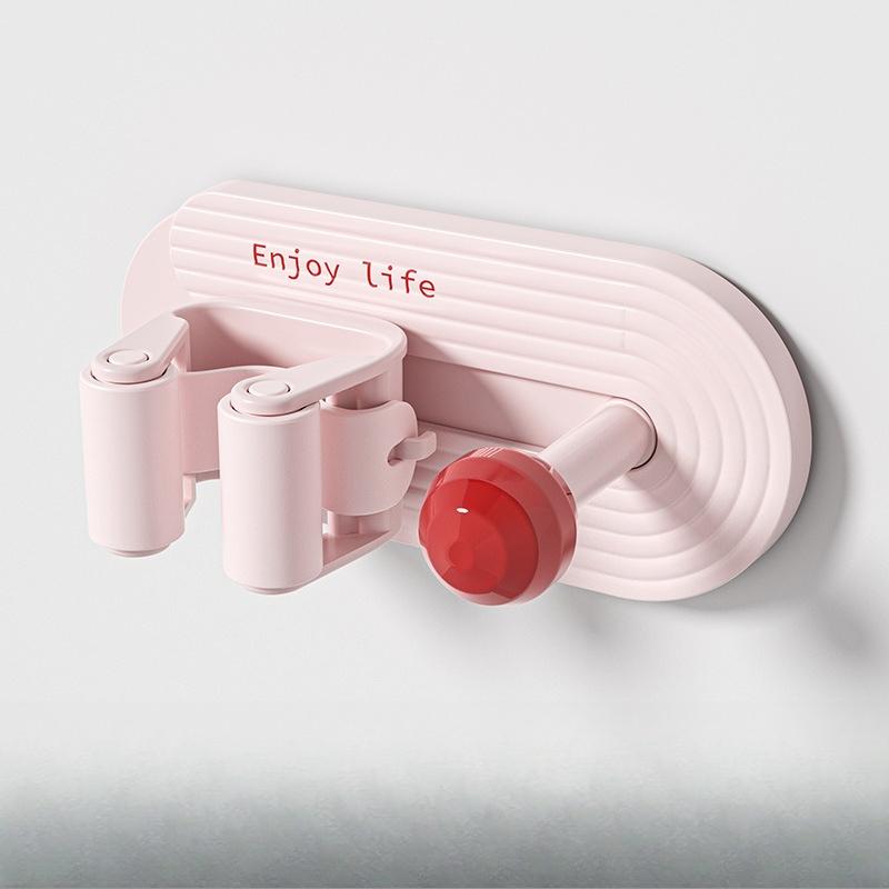 Color blocked mop clip no punching broom mop storage rack