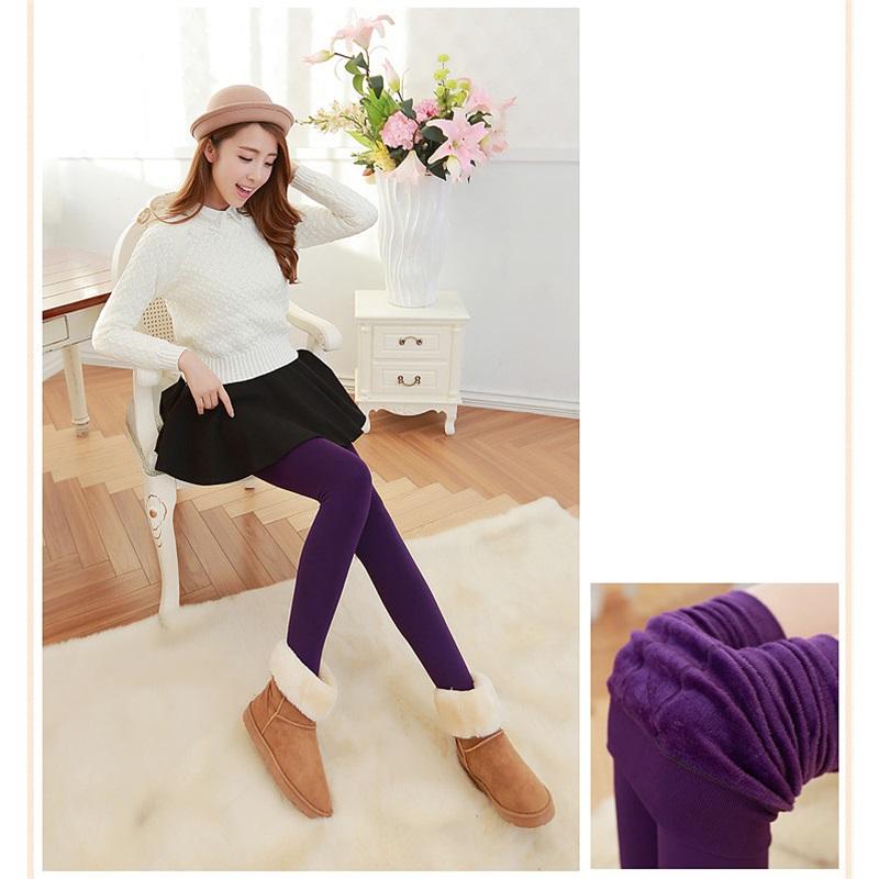 Women's Autumn And Winter Thick Fleece Leggings With Pearl Fleece Foot Insulation One Piece Pants
