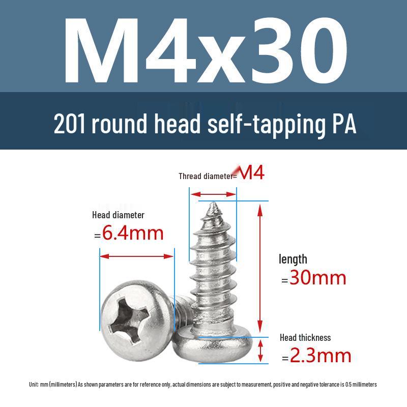 Yigu Yigu 201 Stainless Steel Phillips Round Head Self-Tapping Screws M1.7-M6