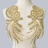 1Pair Gold Black Hand-Sewn Glass Drill Mirror Flowers Sparkling Rhinestone Coats Waistbands Shoulders Wedding Dress Diy Patch