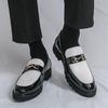 Luxury Designer New Black White Mixed Patent Leather Casual Shoes For Men Loafter Formal Wedding Dress Homecoming Zapatos