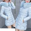 Women Hooded Outwear Warm Coat Long Thick Furry Collar Cotton Slim Jacket