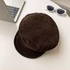 Autumn atmosphere Maillard~ Brown suede flat-topped newsboy hat for women's autumn and winter retro British octagonal beret