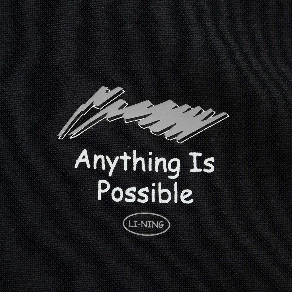 Li Ning Sportovní lifestylová série Americký retro minimalistický ležérní antistatický antibakteriální pohodlný mikina s kapucí Unisex mikiny Černá AWDUA05-4