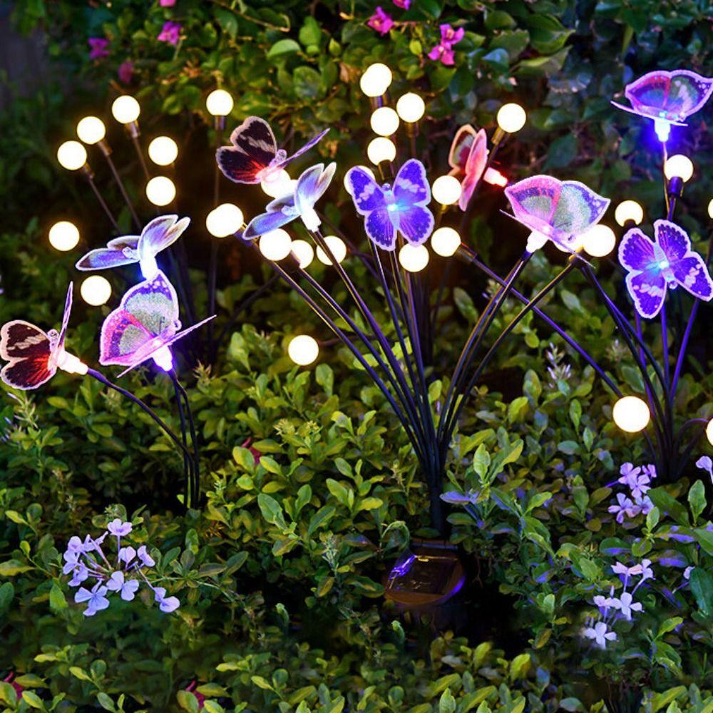 3 Heads Butterfly Stake Lights RGB Garden Floor Lamp Swaying Butterfly Lights Wedding Courtyard