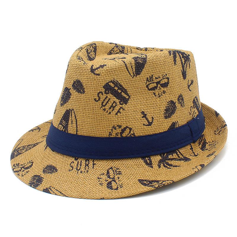 Hot Selling Summer Straw Shade Top Hat Men's Outdoor Beach Sunscreen Jazz Hat Hawaiian Vacation Straw Hat