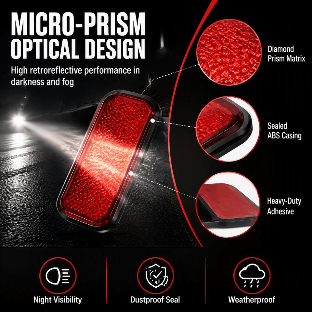 4PCS ABS Safety Reflector Durable Reflective Decal for Trailer Reflective Decoration