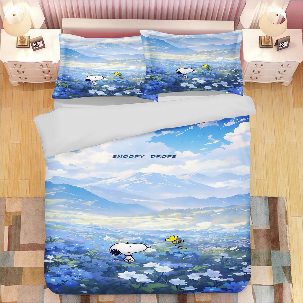 Snoopy Anime Home Bedroom Comforte Nordic polyester material suitable for children and adults 3-piece set