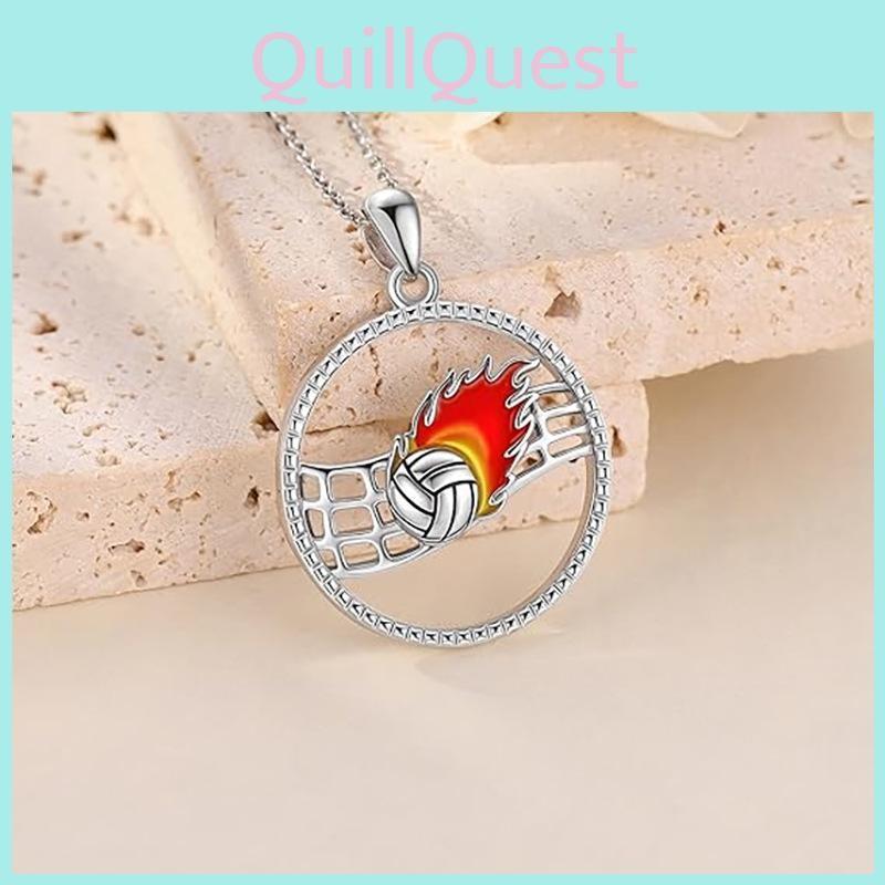Pendant Volleyball Hollow Necklace Oil Finish Alloy Chain Enthusiasts Fashion