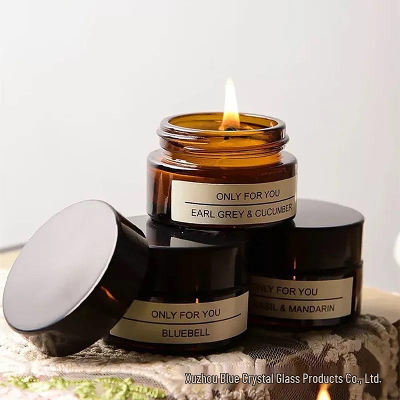 Amber Glass Candle Cup Jar, 30ml/100ml, Brown Customized Candlestick Holder 5ml Amber