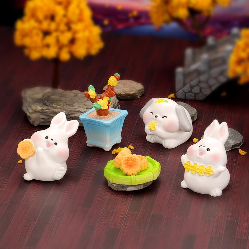 

New Figurines Miniature Cartoon Rabbit Micro Landscape Ornaments For Home Decoration Kawaii Animal Room Decor Desk Accessories