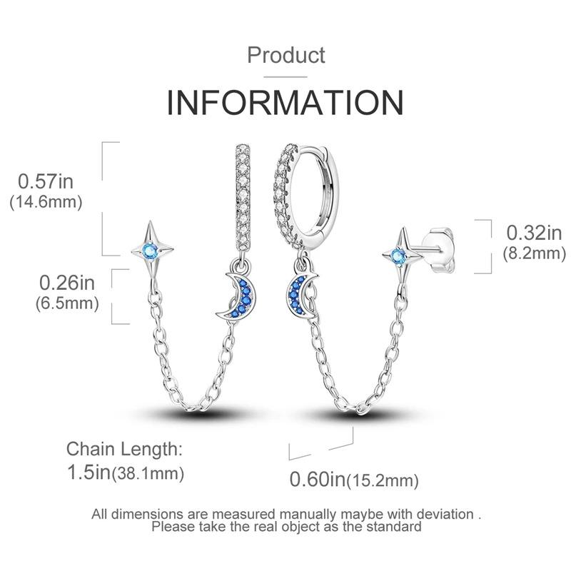 New 925 Sterling Silver Star Moon Earrings for Women Sparkling Zircon Ear Studs Luxury Romantic Fine Jewelry Gift for Girl