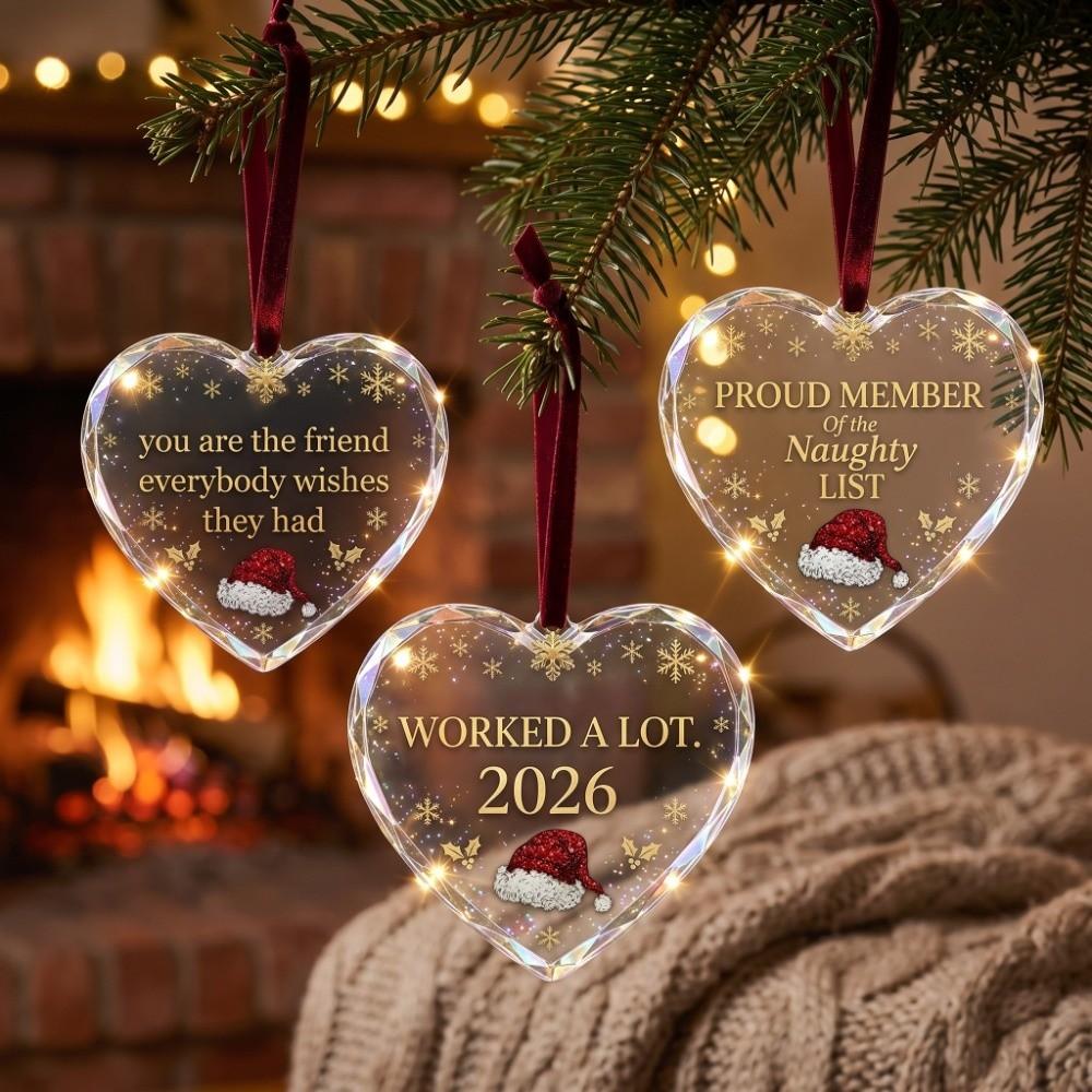 Hanging Christmas Acrylic Heart Ornament Acrylic Transparent Ball Creative Heart Shape Love Attitude Slogan Pendant