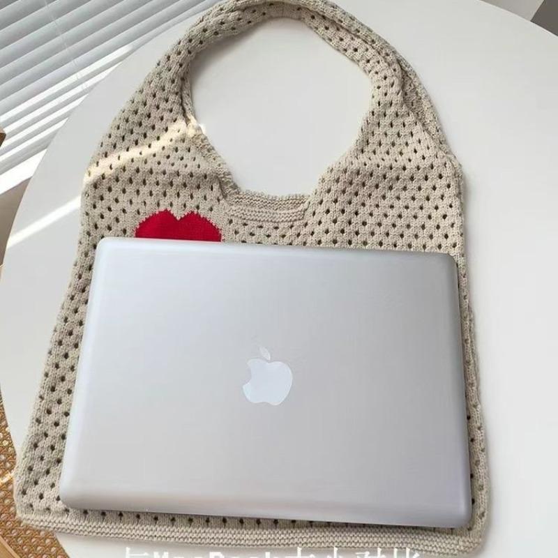 New Ebay Japanese and Korean Tote Bag Love Bag Knitted Bag Mesh Hollow Shoulder Bag Women's Tide