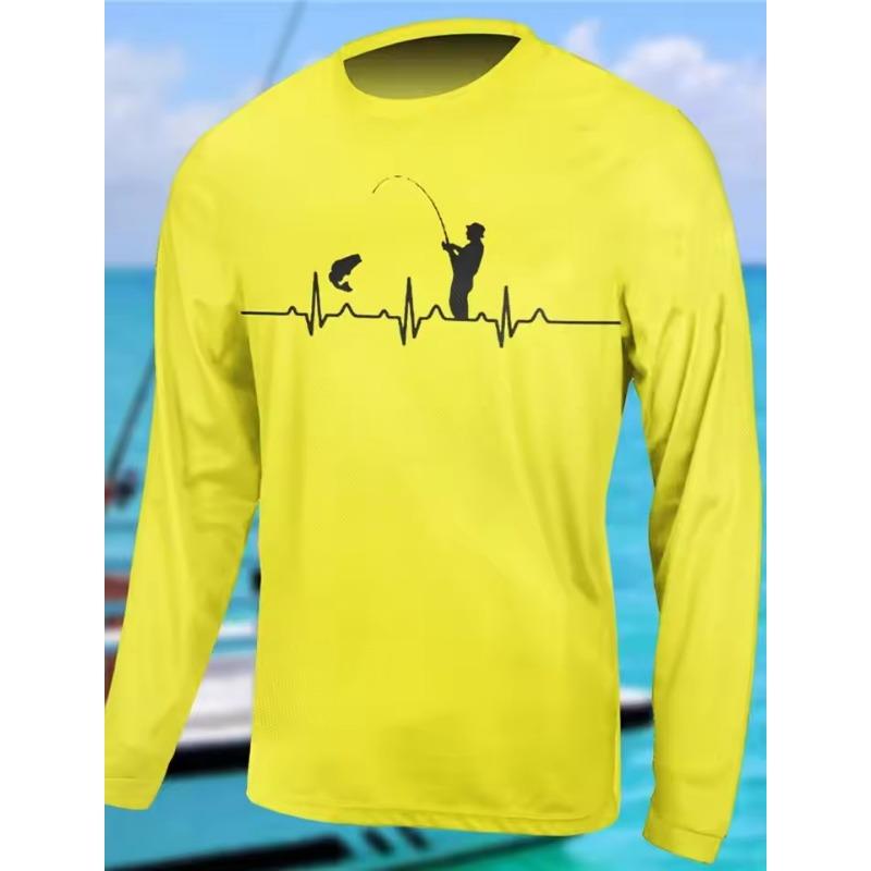 3D-Druck Herren Angelshirt Outdoor Langarm UV-Schutz Atmungsaktiv Schnelltrocknend Leicht Schweißableitend Tops Frühling Sommer Angeln