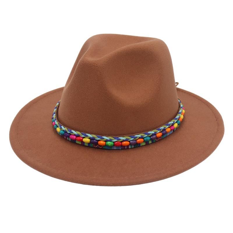 Top Hat Rainbow Hand-Woven With Accessories Ethnic Style Tibetan Hat Colorful Jazz Hat