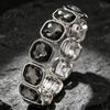 Versatile Style Bracelet Women Elastic Beaded Square-Cut Rhinestone Design Shiny