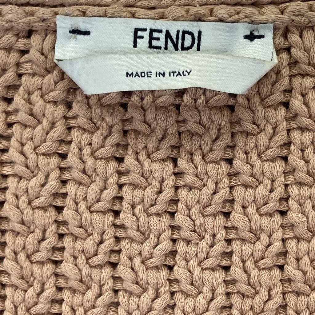 Fendi Brauner Strick-Cardigan mit Logo auf dem Rücken, Oberteile 36 Braun, Gebraucht
