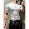 Men's White Lightning Print Compression T-Shirt, Quick Dry Breathable Workout Top