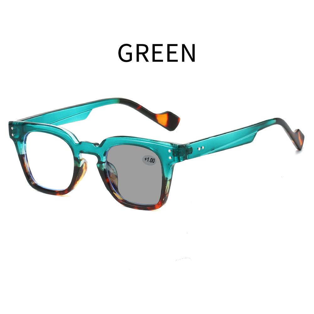 

New Square Thick Frame Photochromic Reading Glasses Outdoor UV Protection Anti Blue Light Color Changing Presbyopia Eyeglasses 0
