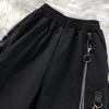 Mid-Rise Elastic Waistband Multi Pockets Chain Strap Decor Men Shorts Outdoor Fitness Cargo Short Pants