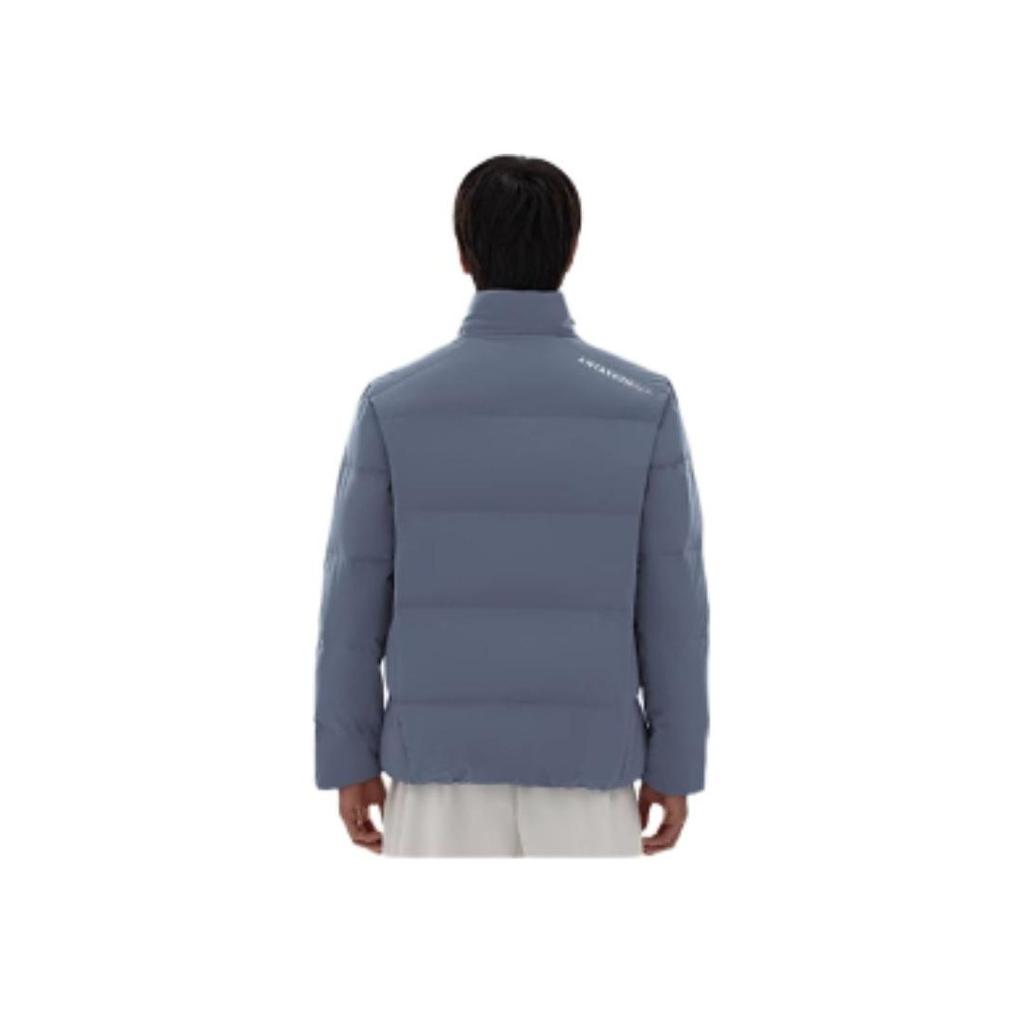 Anta Training Series FW22 Solid Color Printed Letter Zipper Warm Thick Stand Collar Down Jacket Men Outerwear Gray 952247944-3