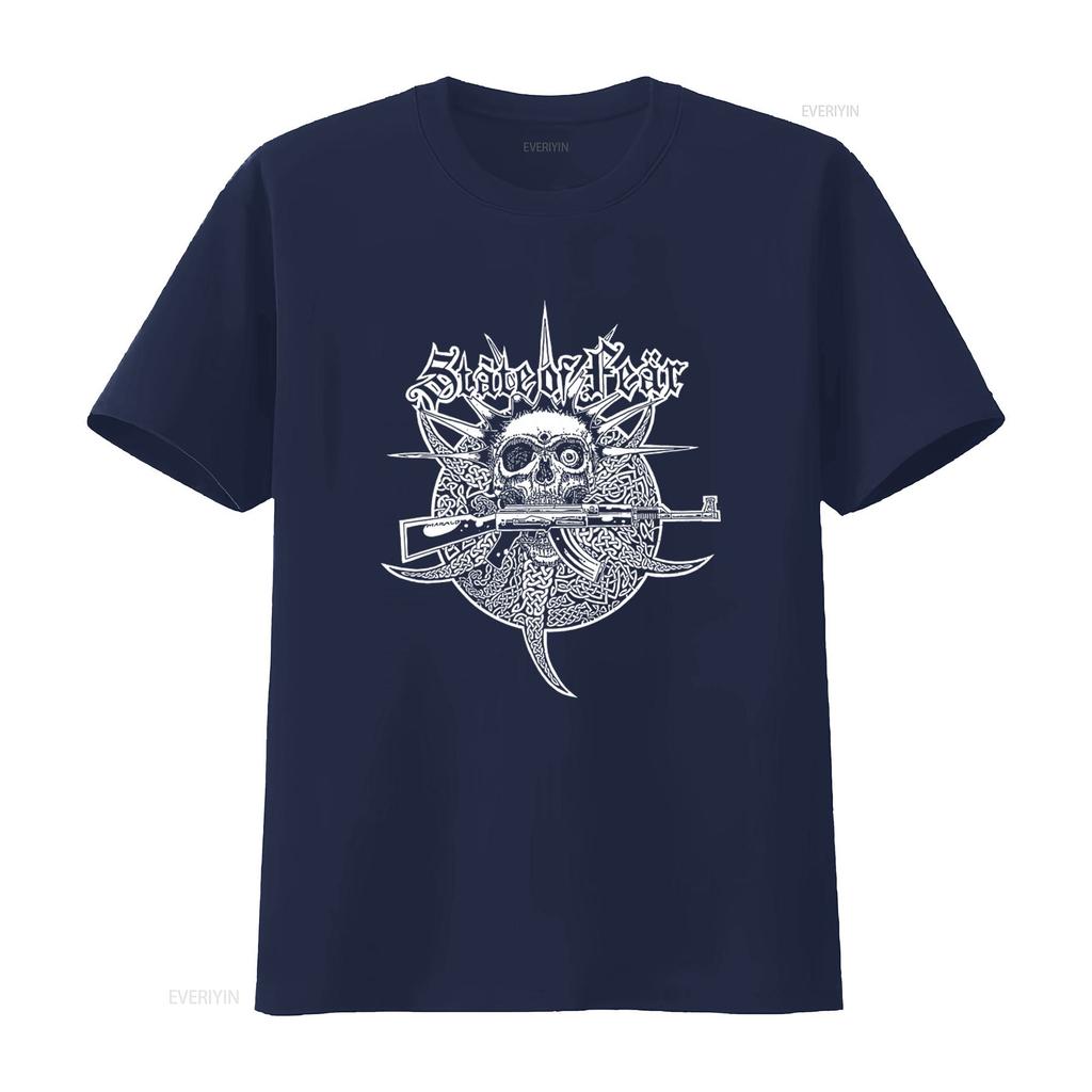 STATE OF FEAR Skull AK47 Punk Rock Print T Shirt vintage Washed Comfortable fashion Casual Unisex streetwear designer clothes