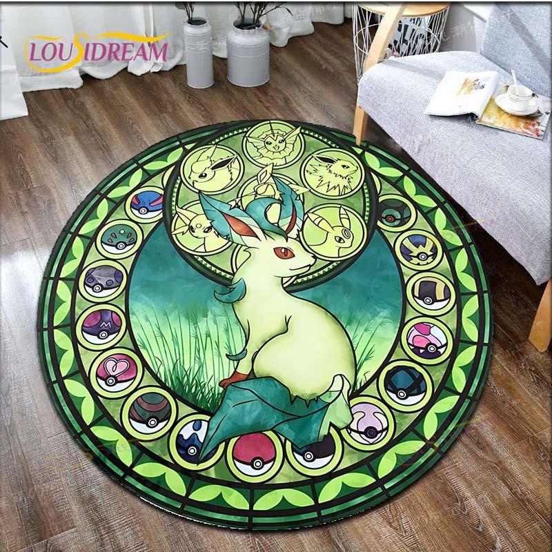 

Cartoon Pokemon Print Children Pikachu Carpet Area Rugs Round Carpet for Living Room Floor Mat Flannel Anti-Slip Mat Room Decor 120cm