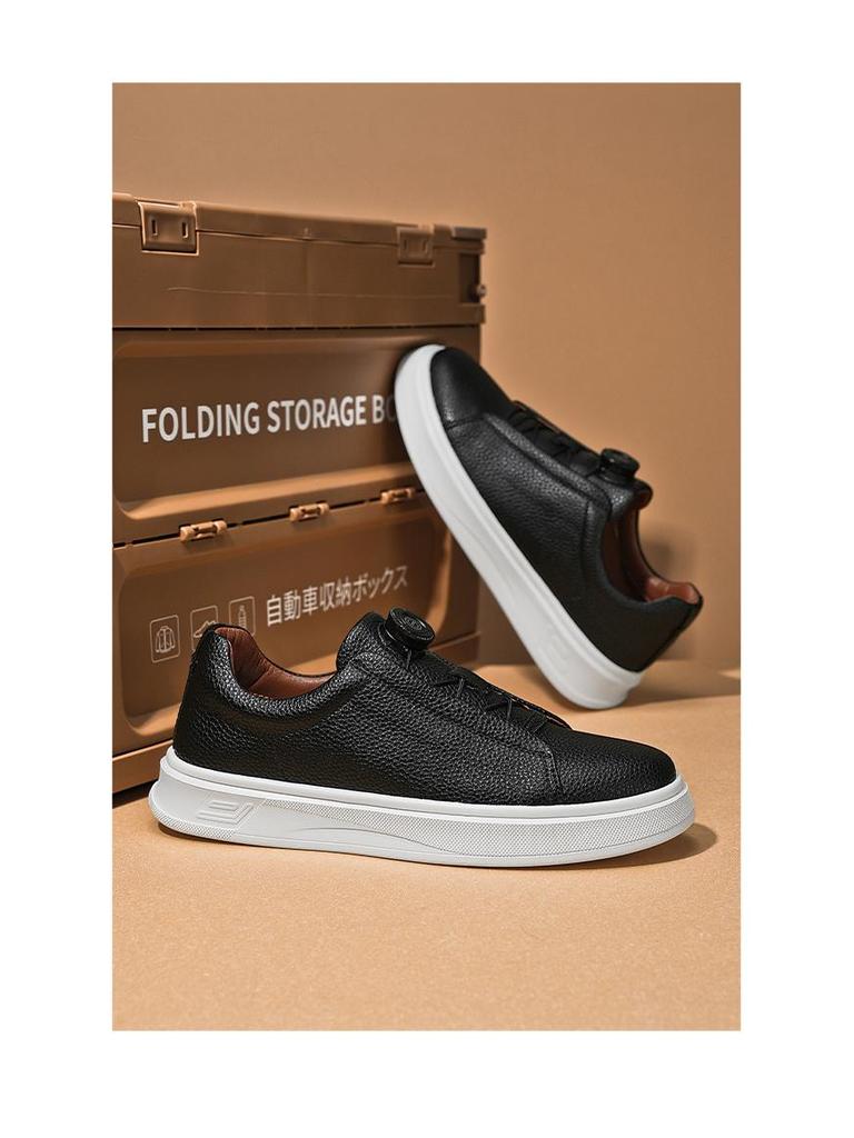 Cardile Crocodile Men's Autumn Skate Shoes: Comfortable, Thick-Soled, Slip-On Leather Casuals