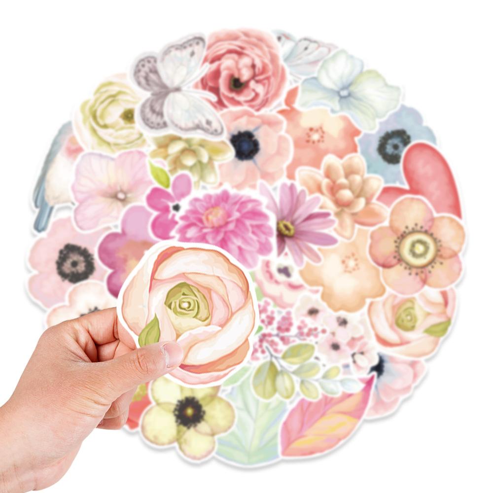 50 New Plant Flowers Graffiti Stickers Mobile Phone Computer Kettle Decoration Stickers